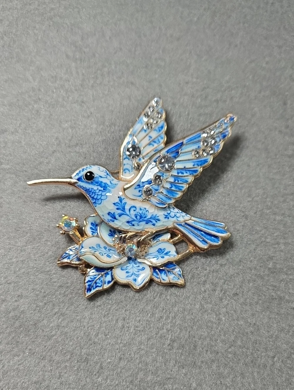 Blue Hummingbird Enamel Pin Brooch